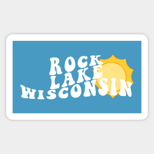 Sunshine in Rock Lake Wisconsin Retro Wavy 1970s Summer Text Sticker